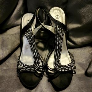 Black Heels with Rhinestone Accents